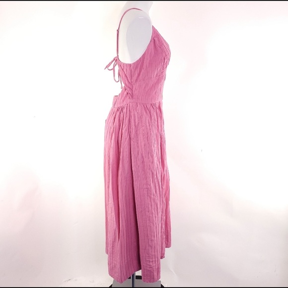 NEW Free People Pleated Maxi dress pink sz M - Picture 2 of 6